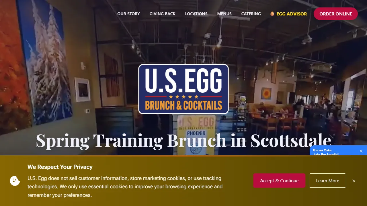 US Egg restaurant group website homepage